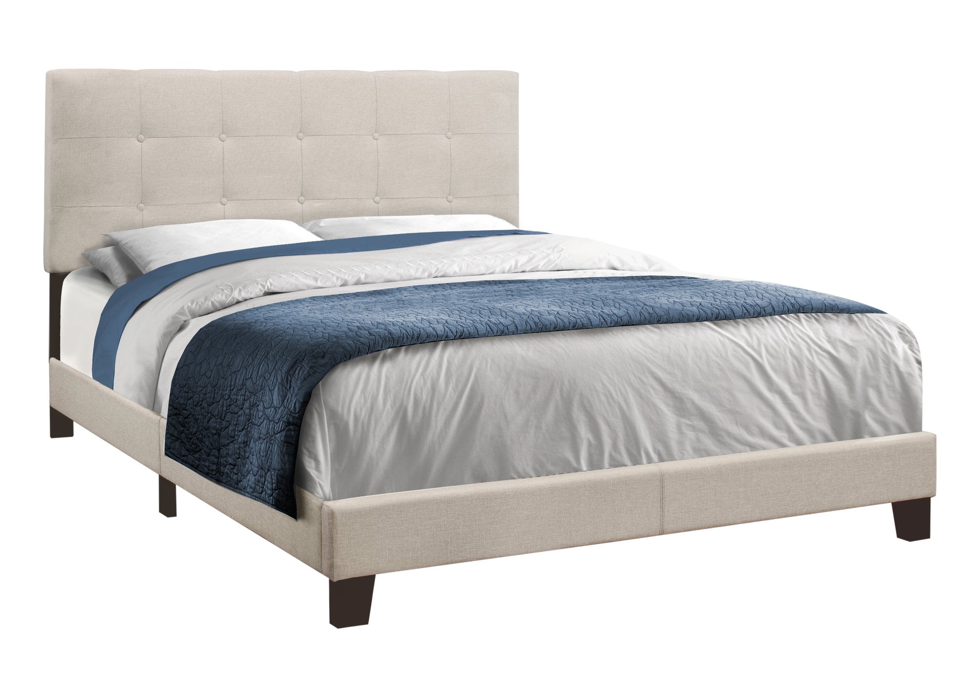 Queen Upholstered Platform Bed in Beige