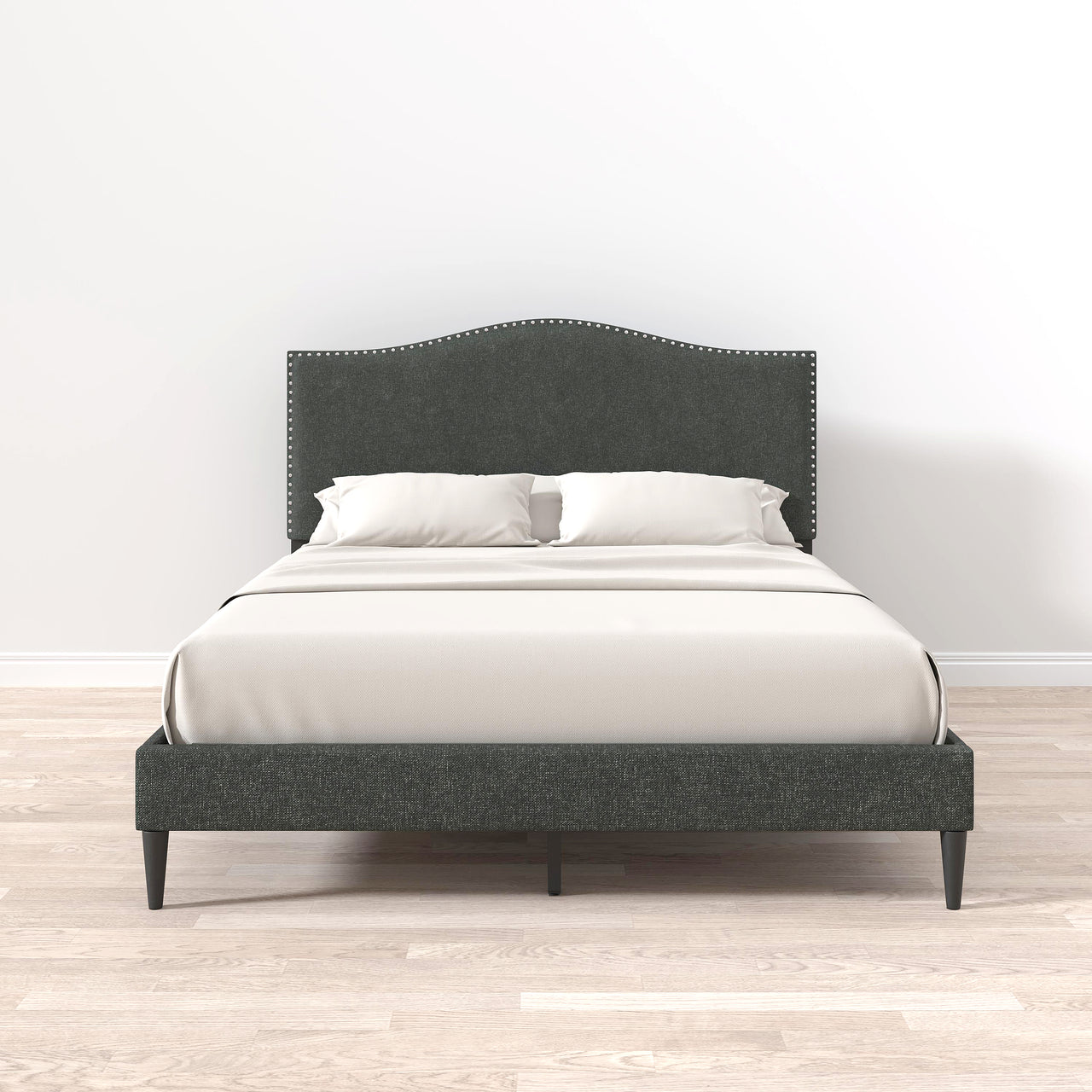 Queen Platform Bed in Light Grey
