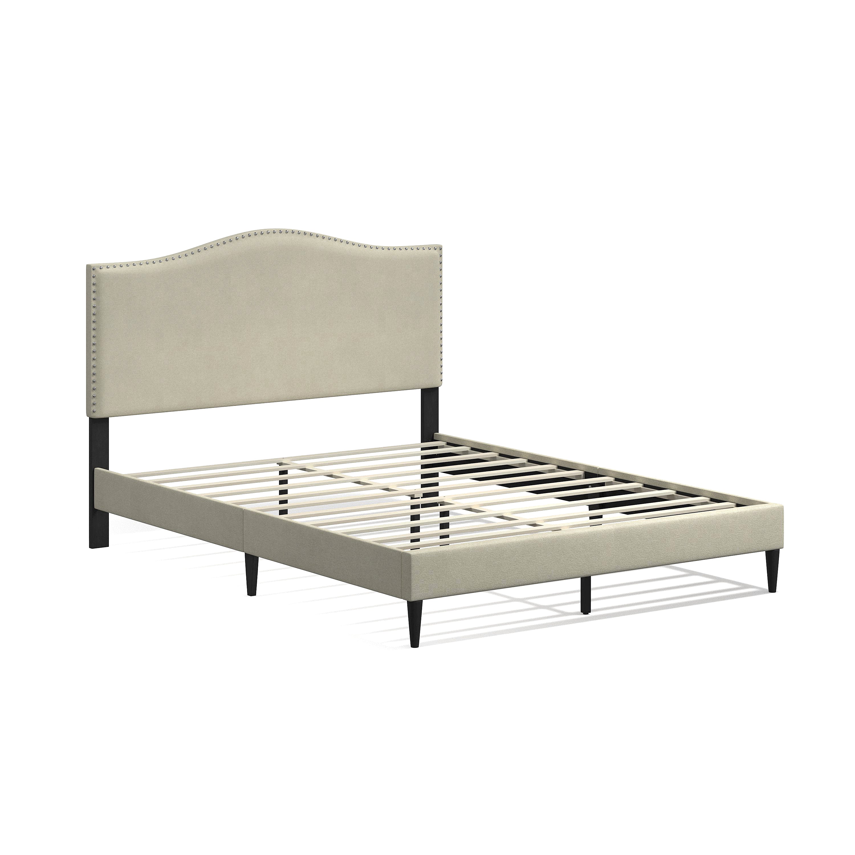Queen Platform Bed in Beige