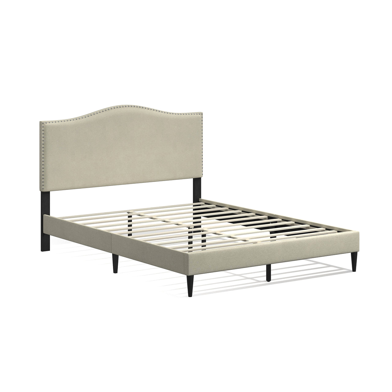 Queen Platform Bed in Beige