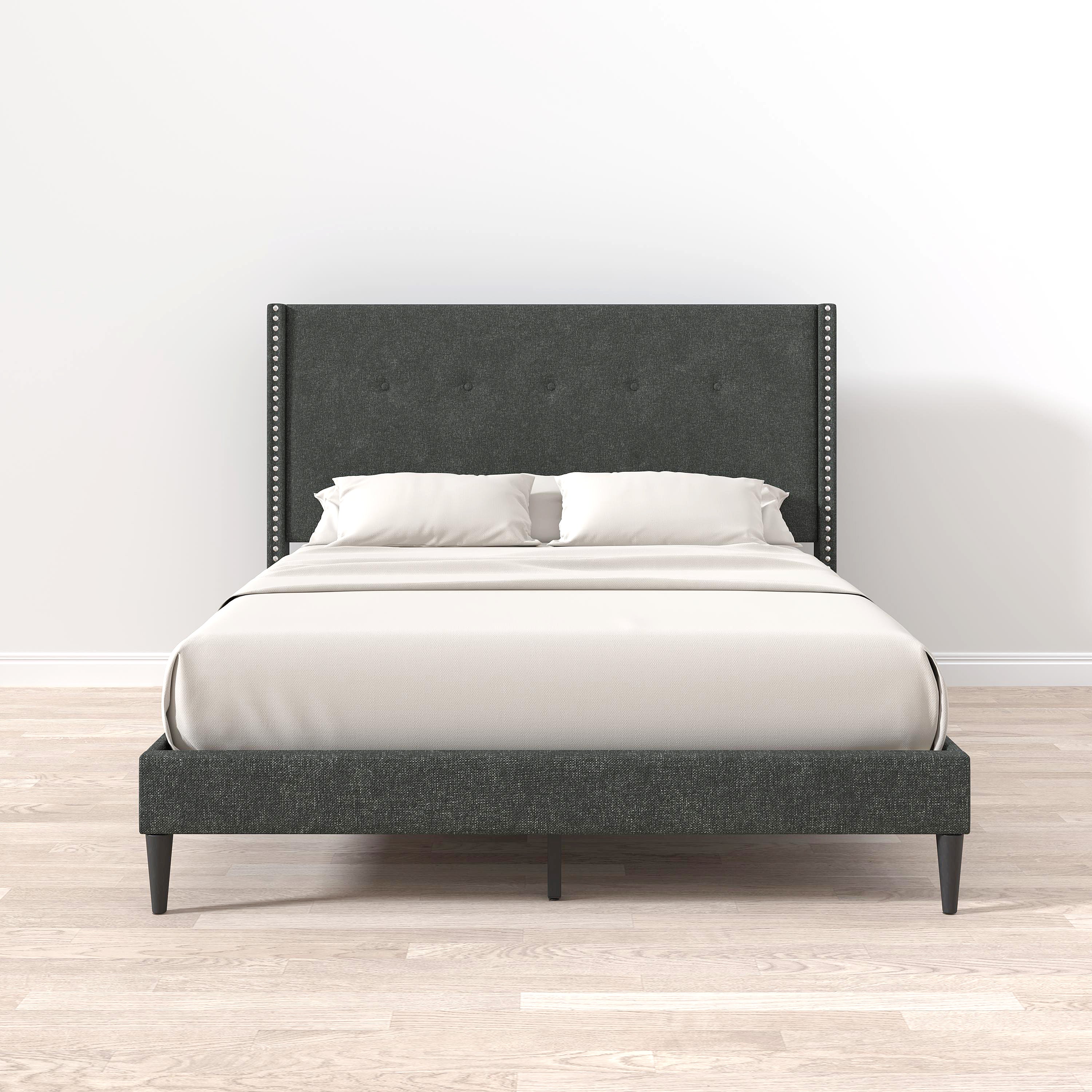 Queen Platform Bed in Gray