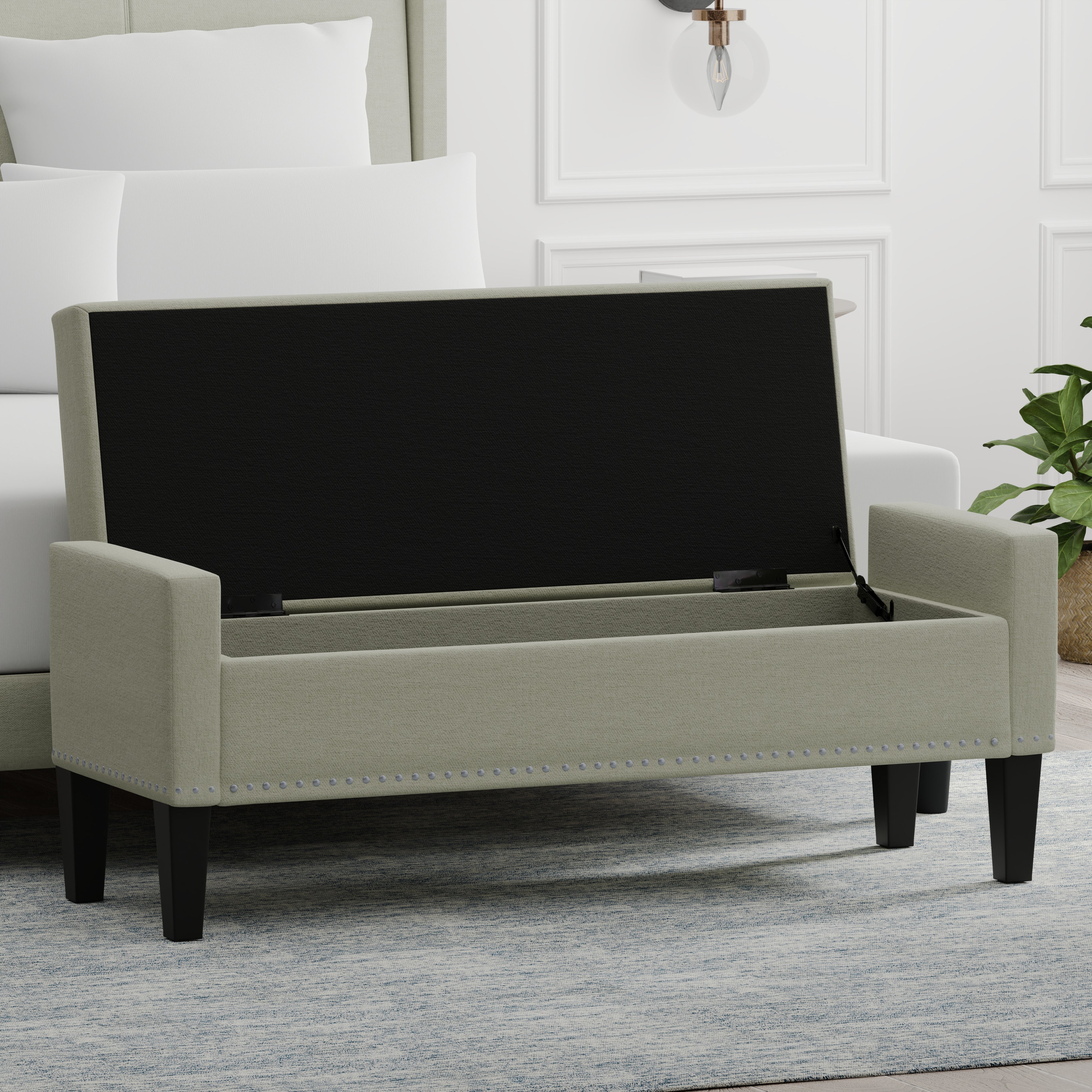 Storage Bench with Nailhead Trim