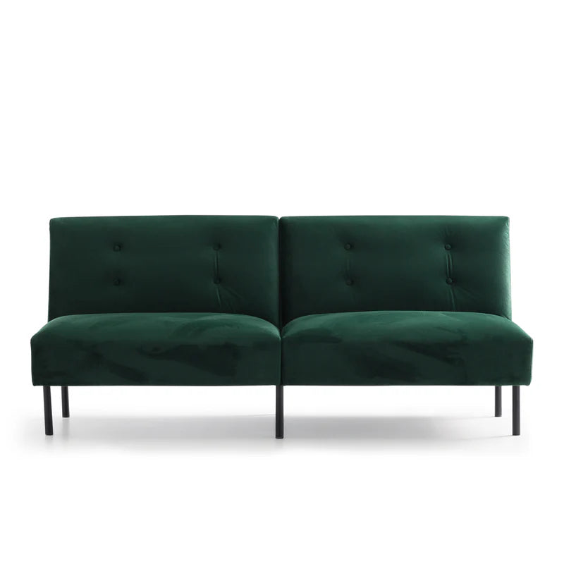 Green Velvet Armless Sofa by Edenbrook