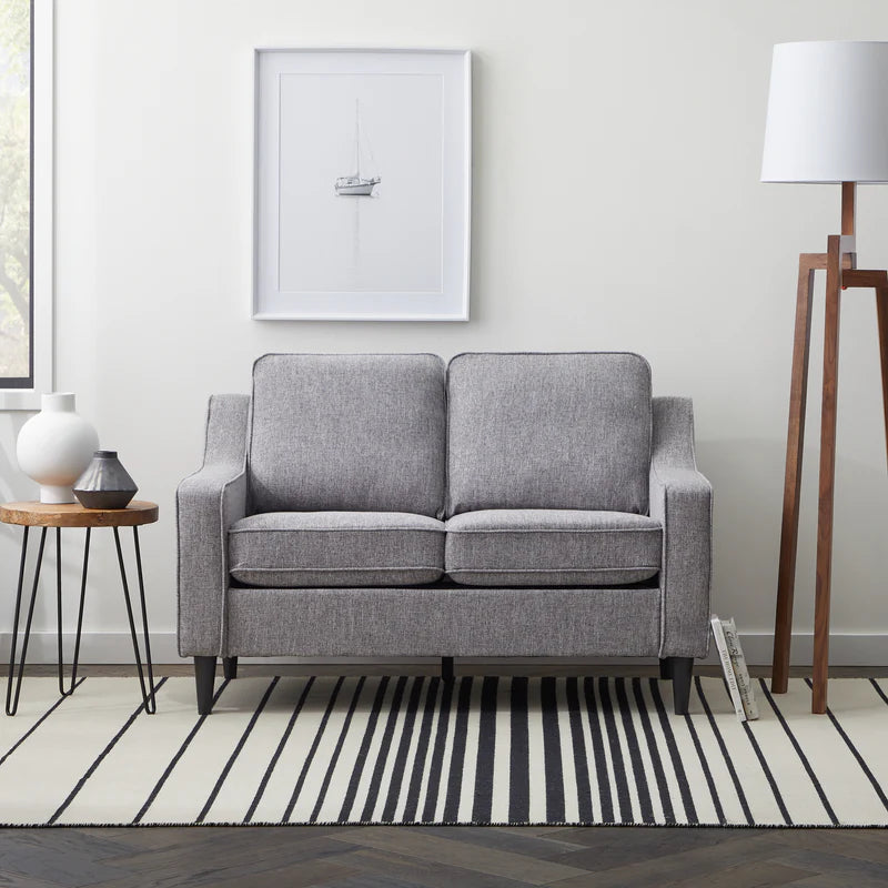 Gray Straight Back Sofa by Edenbrook | Upholstered Scoop Arm Loveseat