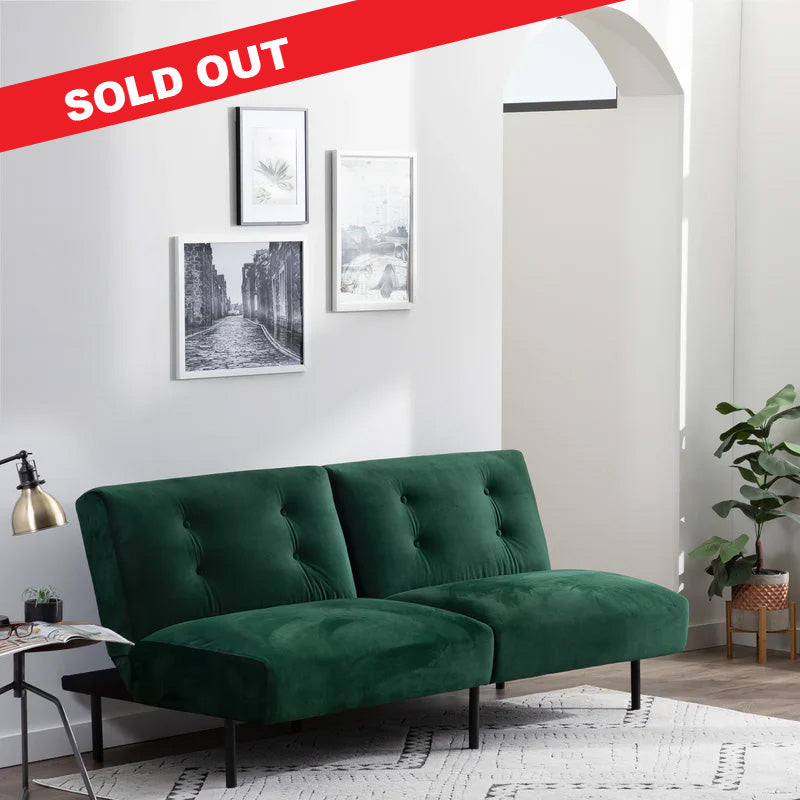 Green Velvet Armless Sofa by Edenbrook