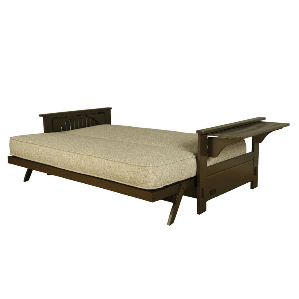 Jozie Futon sofa showing the sleeper laying flat 