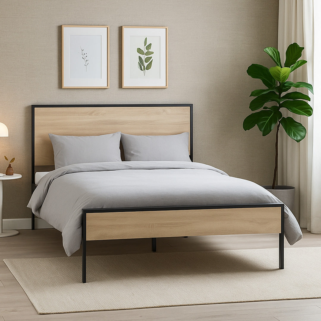 Queen Platform Bed in White Oak
