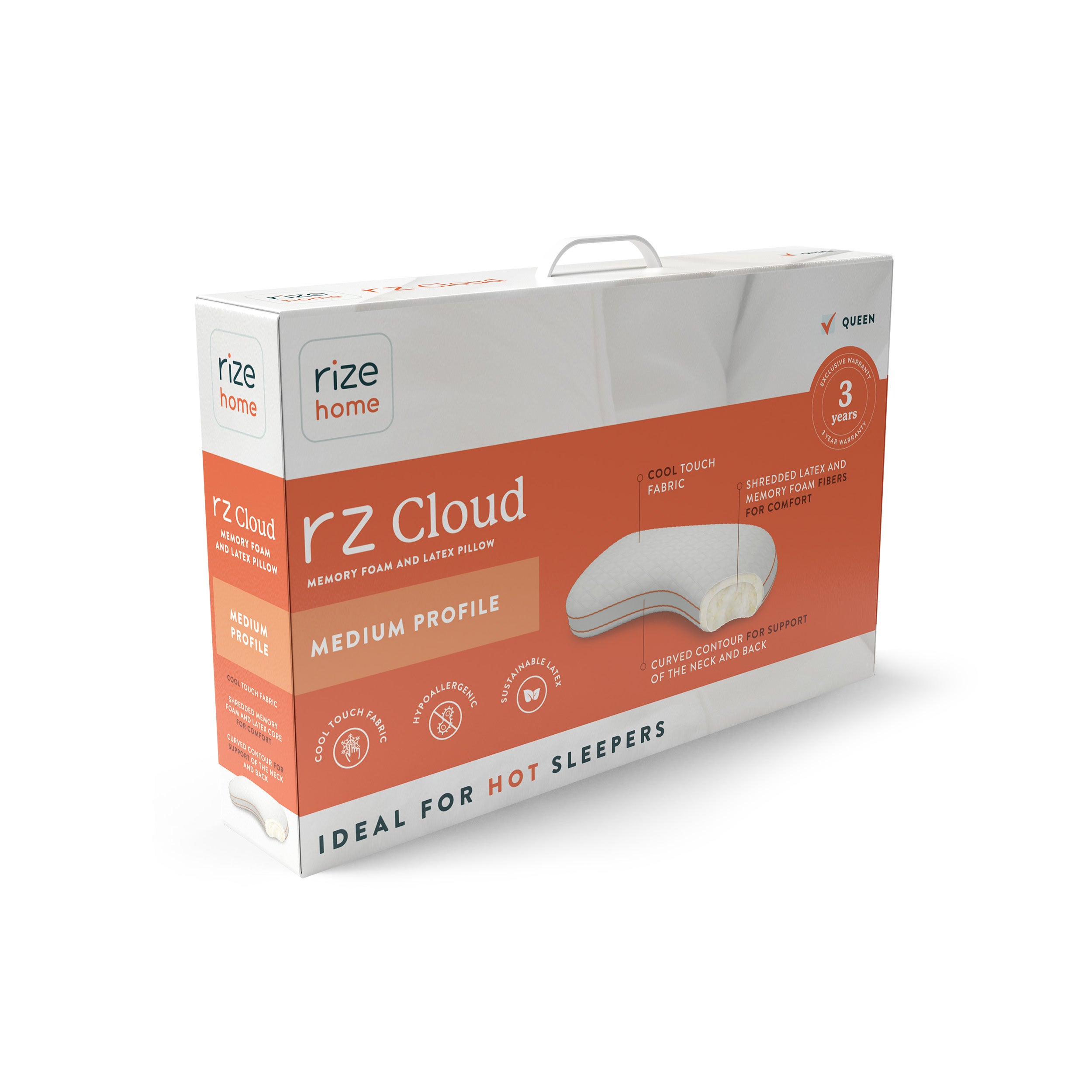 Rz Cloud Medium Profile Pillow by Rize Home