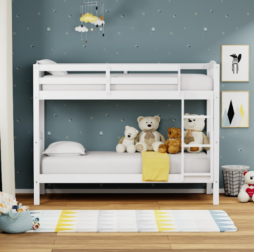 Curved TWIN OVER TWIN Bunk Bed in White