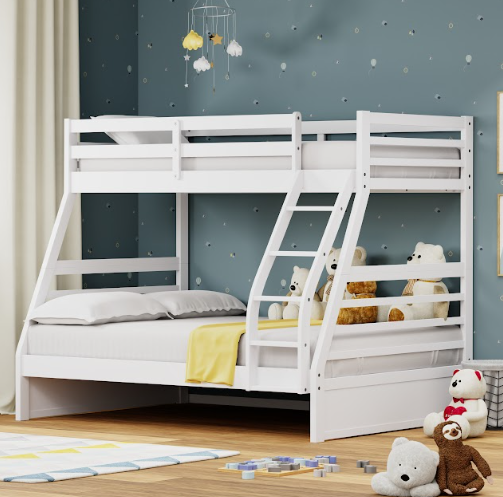 Curved TWIN OVER FULL Bunk Bed in White