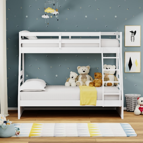 Curved TWIN OVER FULL Bunk Bed in White