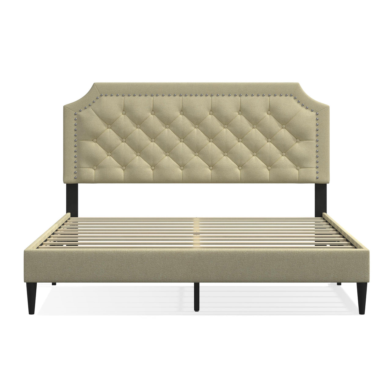 Hanfield Queen Upholstered Bed in Beige