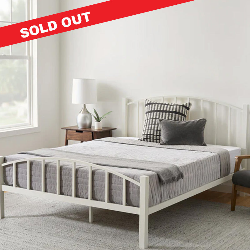 White Metal Platform Bed
