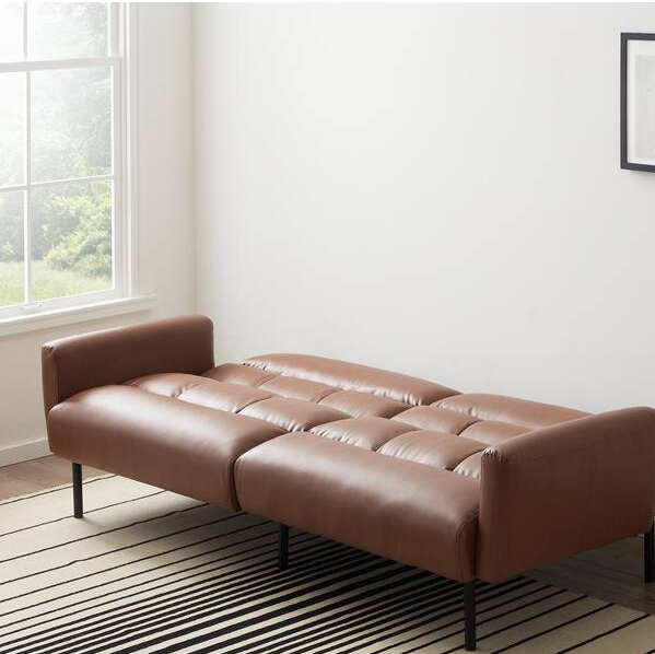 Caramel Faux Leather Futon by Lucid