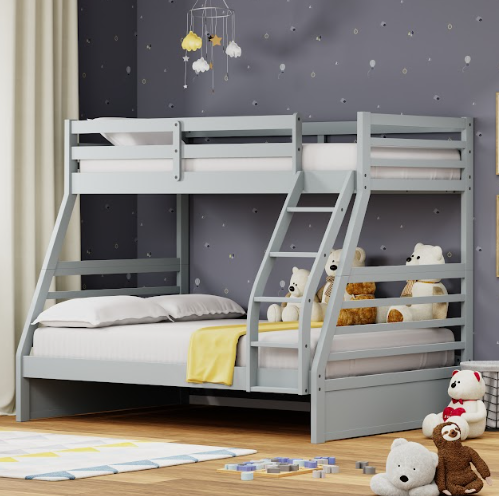 Curved TWIN OVER FULL Bunk Bed in Grey