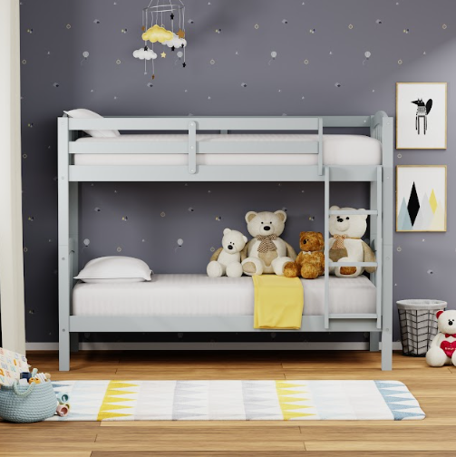 Curved TWIN OVER TWIN Bunk Bed in Grey
