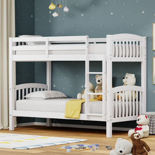 Curved TWIN OVER TWIN Bunk Bed in White